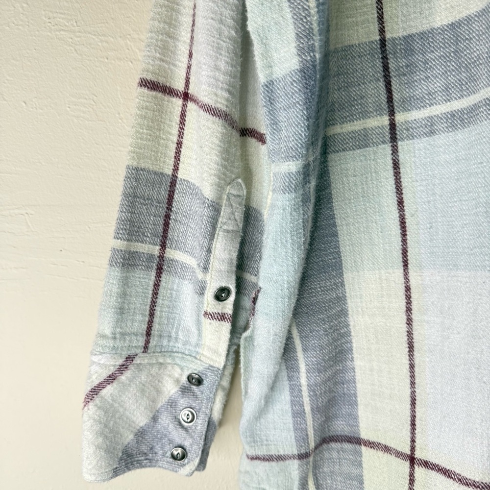 Free People Rainy Day Plaid Button Down Flannel Shirt Size XS - Picture 7 of 9